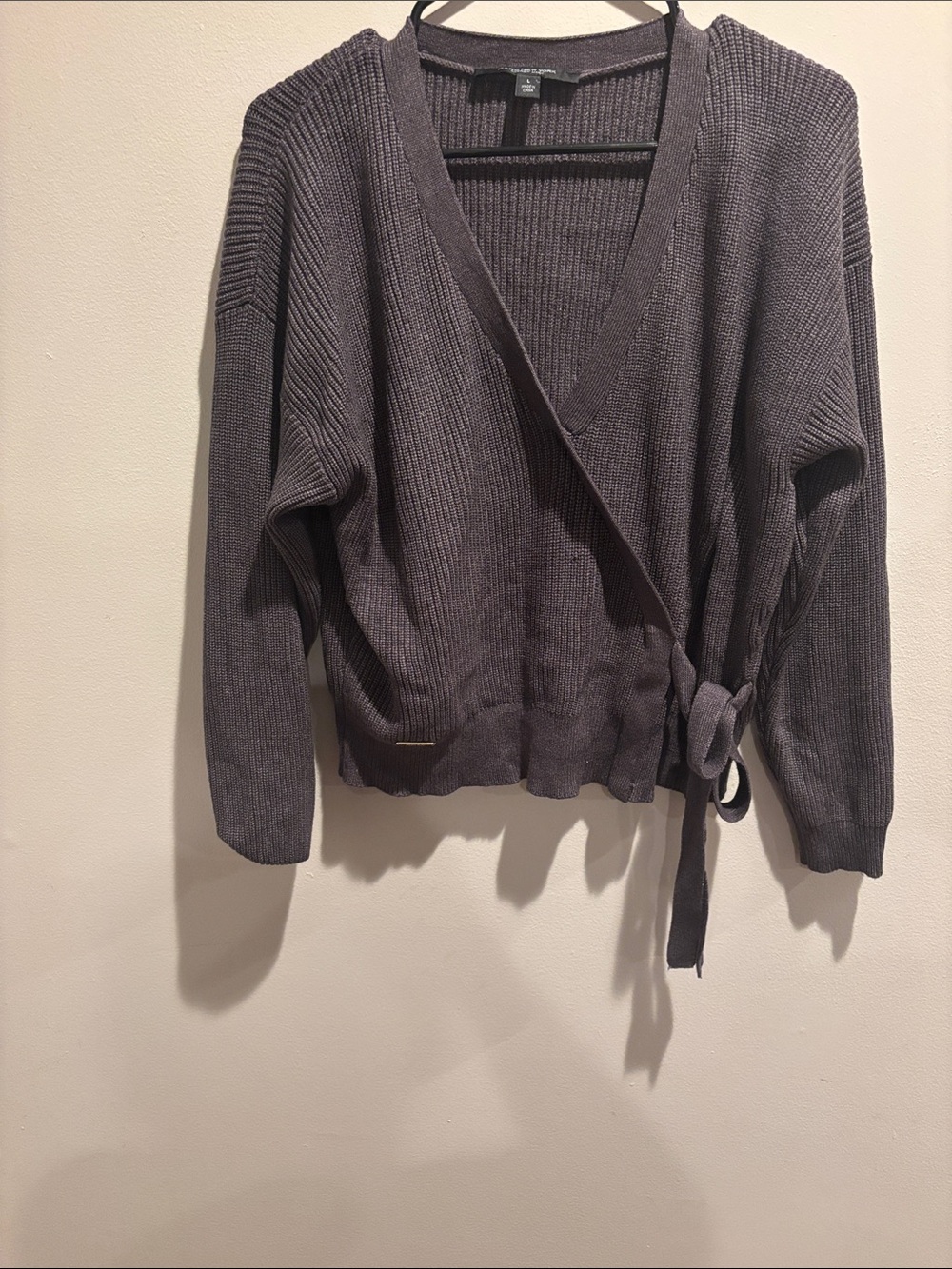 Women's V-Neck Wrap Sweater Cardigan - Gray